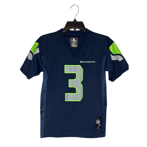 NFL Youth Navy Team Football Jersey Seattle Seahawks Wilson #3 Medium 10/12 - Picture 1 of 8